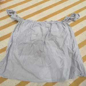 Off shoulder blue striped top